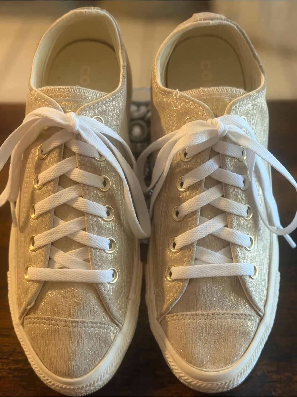 Converse All Star Metallic Gold Shimmer Low Top Sneakers EUC